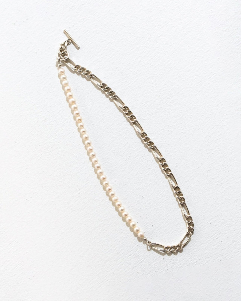 Silver & White Pearl Chain Necklace