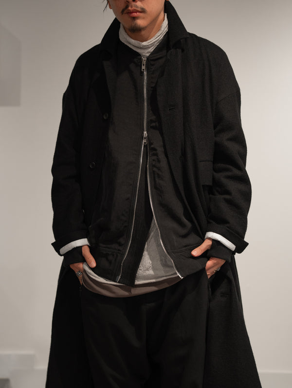 Back-Vent Washed-Serge Overcoat [尾州ウール]【black】