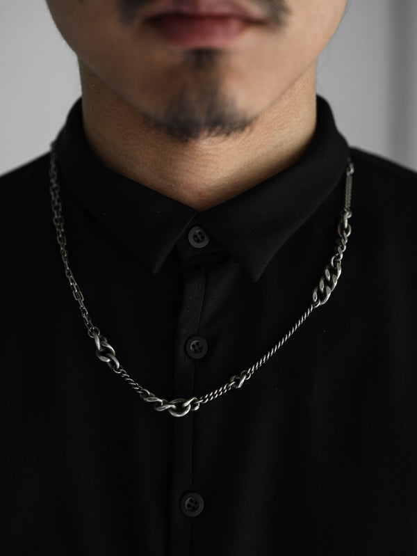 3way Silver Mix Chain Necklace
