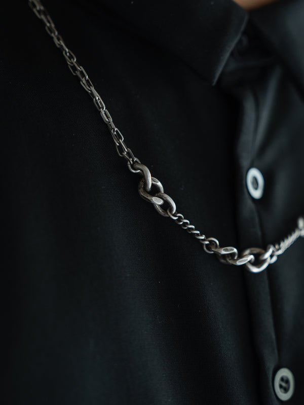 3way Silver Mix Chain Necklace