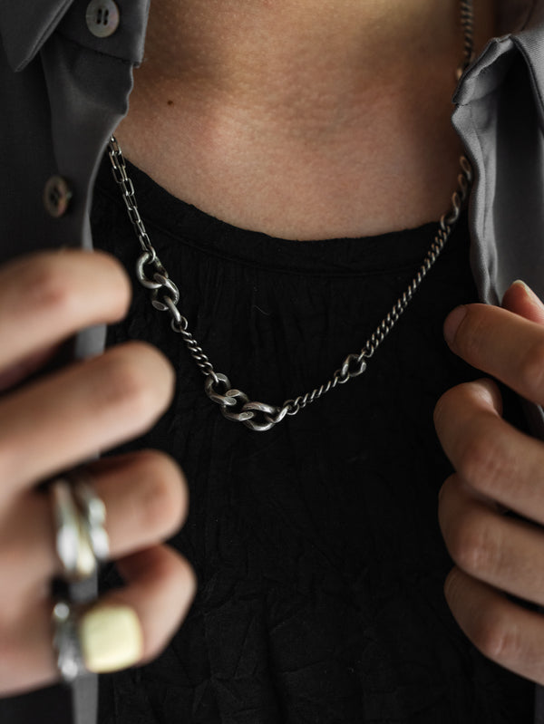 3way Silver Mix Chain Necklace