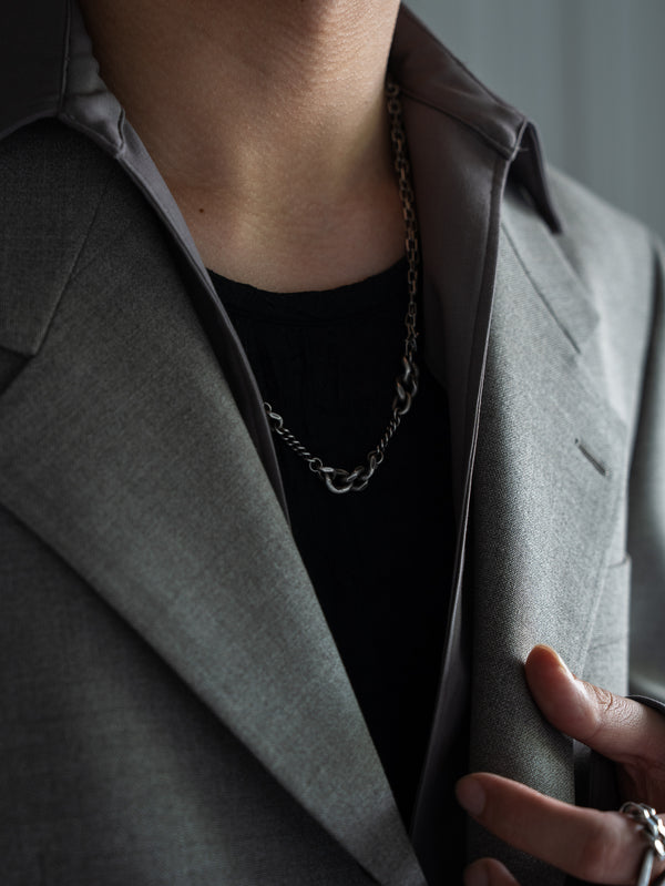 3way Silver Mix Chain Necklace