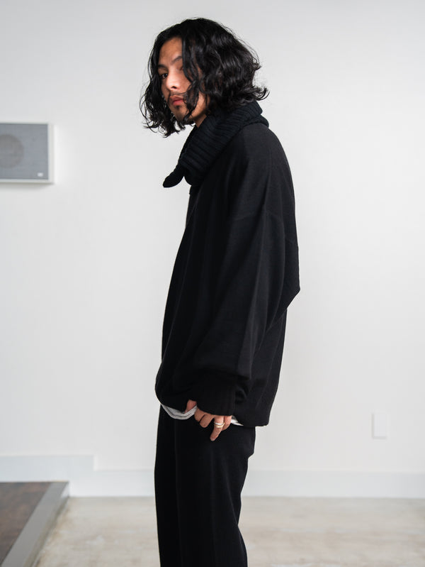 Cashmere Balloon Sleeve Knit【black】