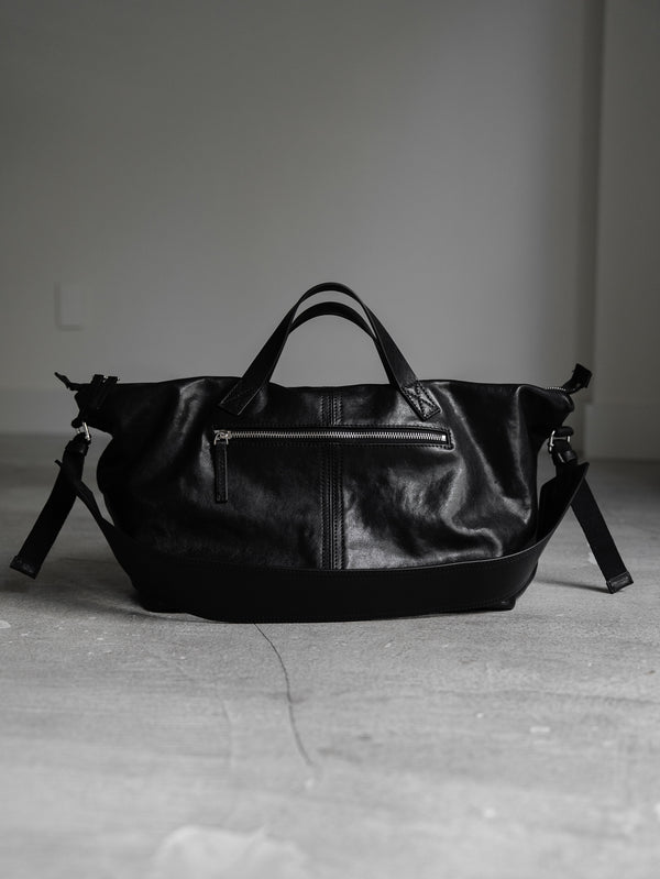 Leather Front Zip Travel Bag