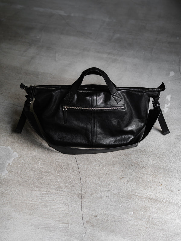 Leather Front Zip Travel Bag