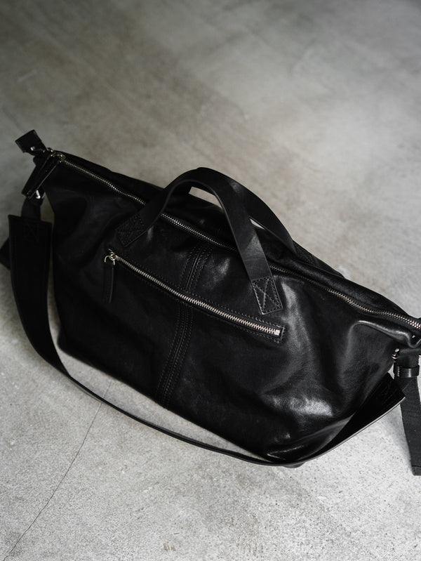 Leather Front Zip Travel Bag