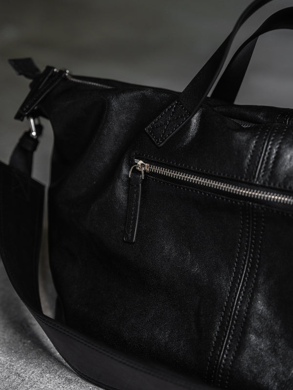 Leather Front Zip Travel Bag
