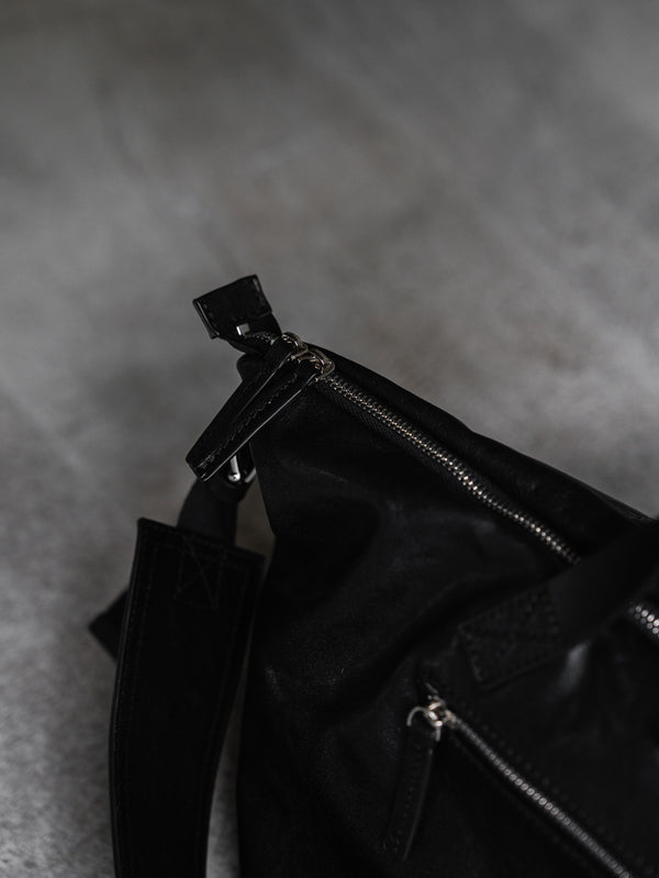 Leather Front Zip Travel Bag