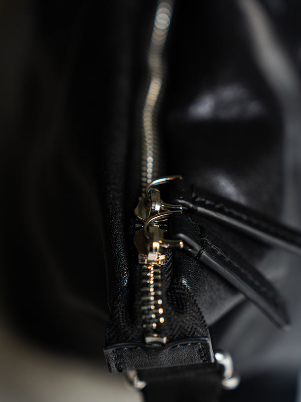 Leather Front Zip Travel Bag