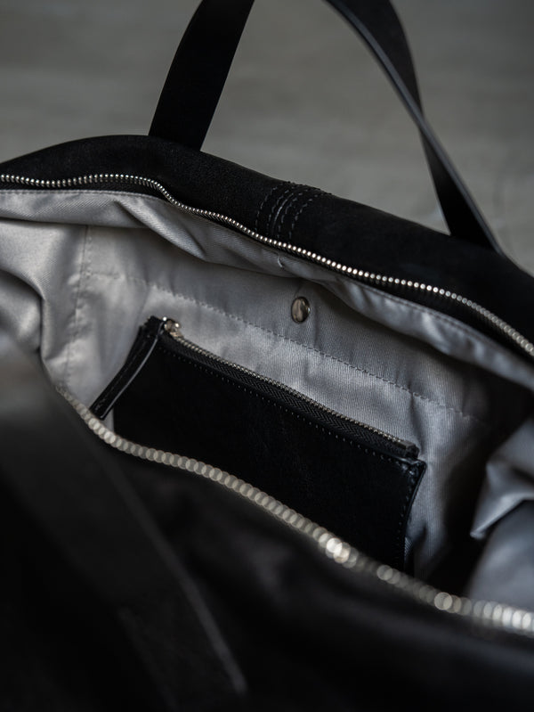 Leather Front Zip Travel Bag