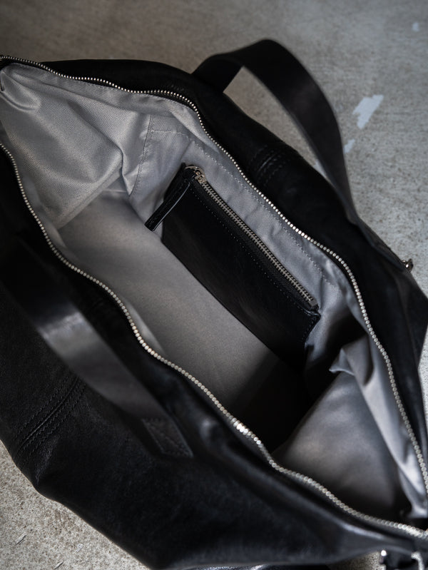 Leather Front Zip Travel Bag