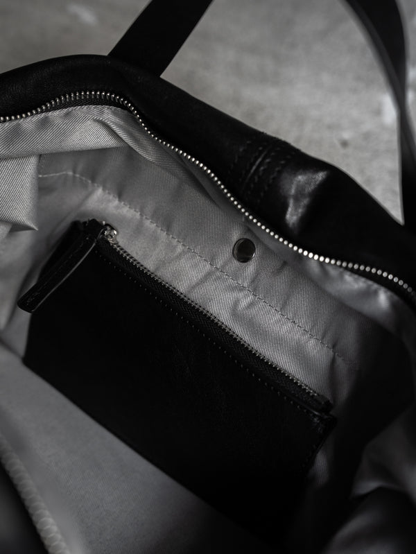 Leather Front Zip Travel Bag