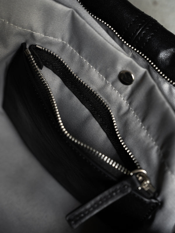 Leather Front Zip Travel Bag