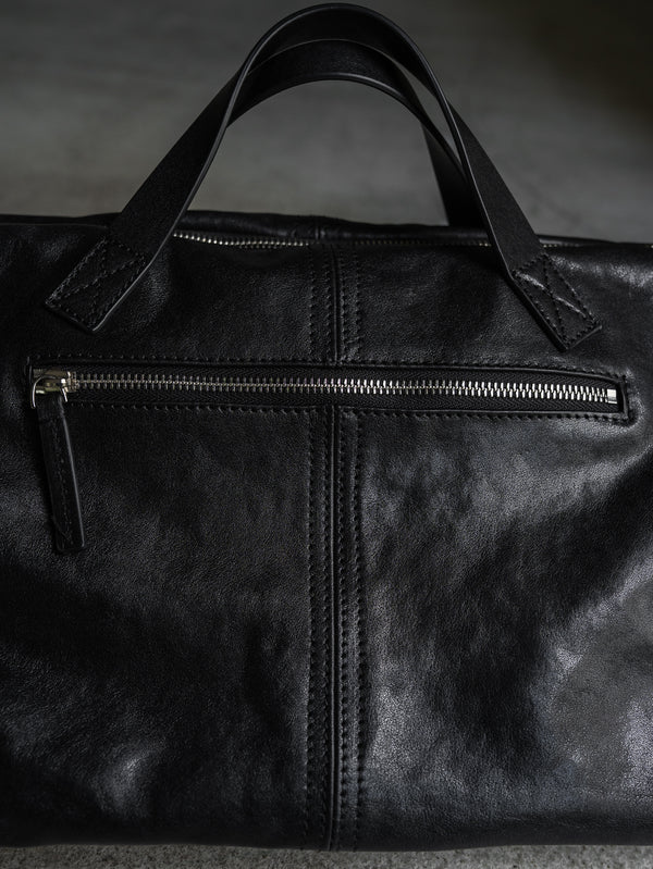 Leather Front Zip Travel Bag