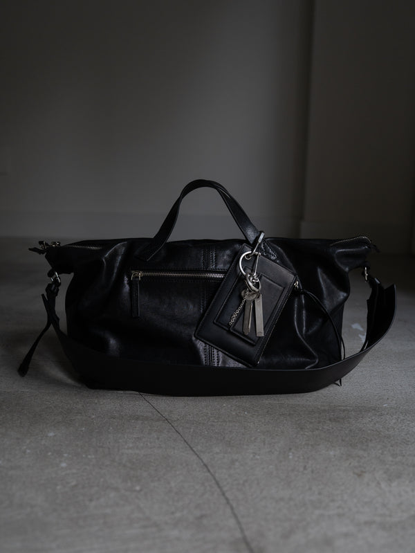 Leather Front Zip Travel Bag
