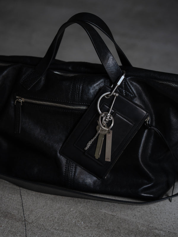 Leather Front Zip Travel Bag