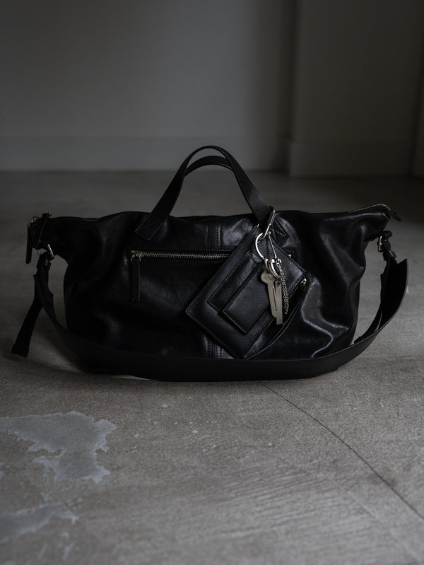 Leather Front Zip Travel Bag