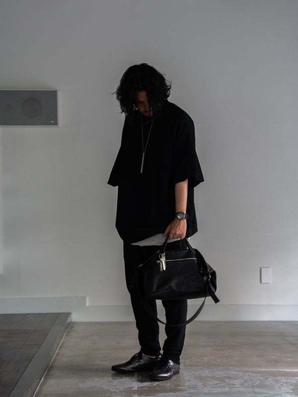 Leather Front Zip Travel Bag