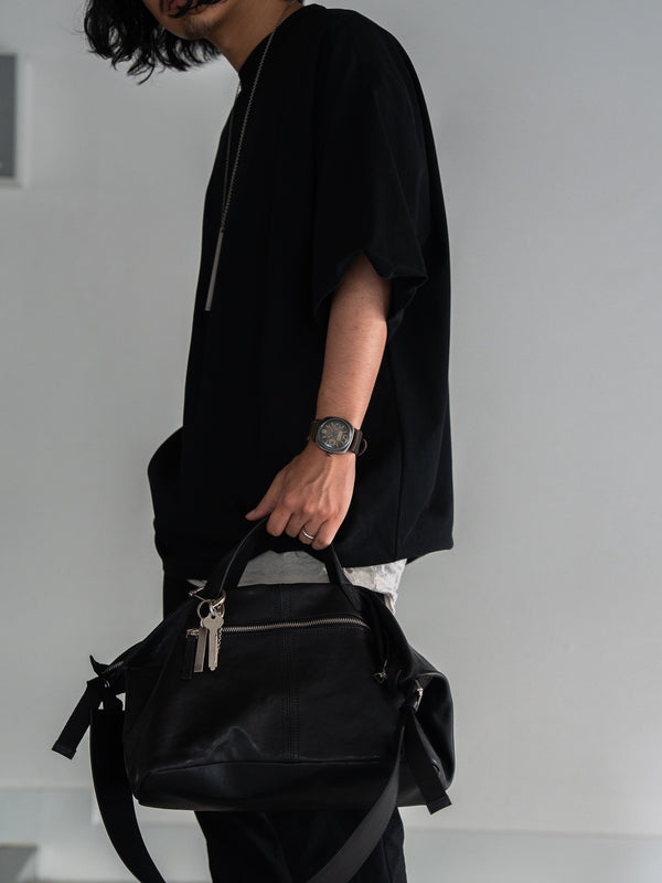 Leather Front Zip Travel Bag