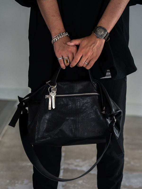 Leather Front Zip Travel Bag
