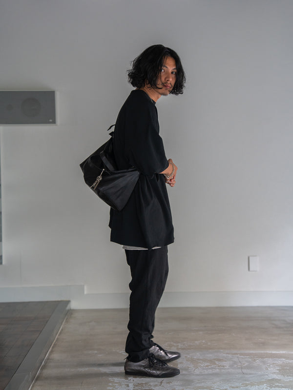 Leather Front Zip Travel Bag