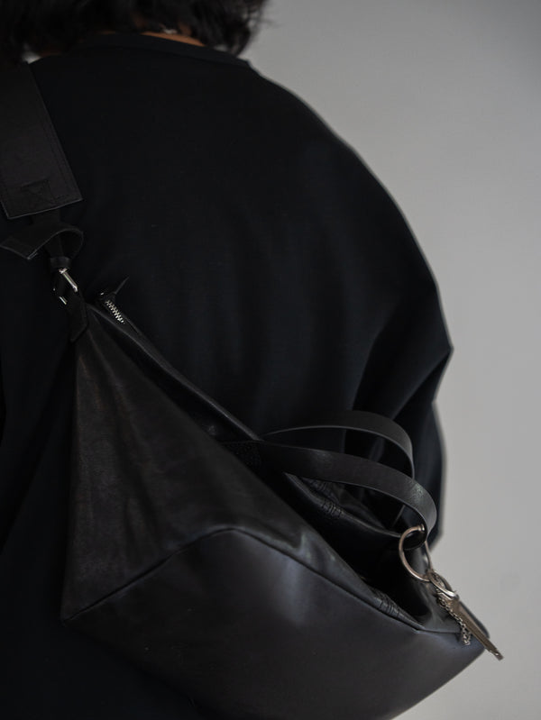 Leather Front Zip Travel Bag