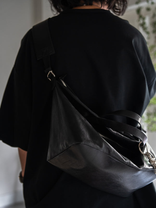 Leather Front Zip Travel Bag