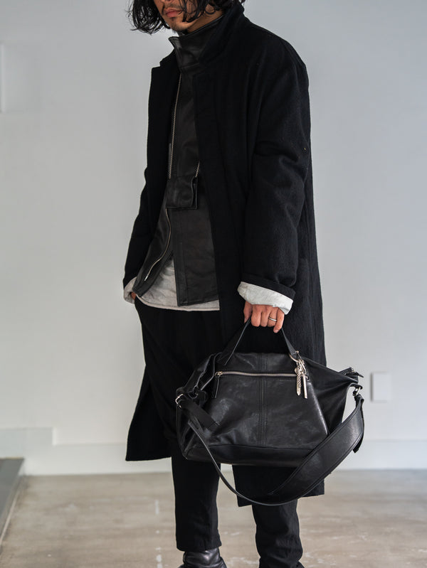 Leather Front Zip Travel Bag