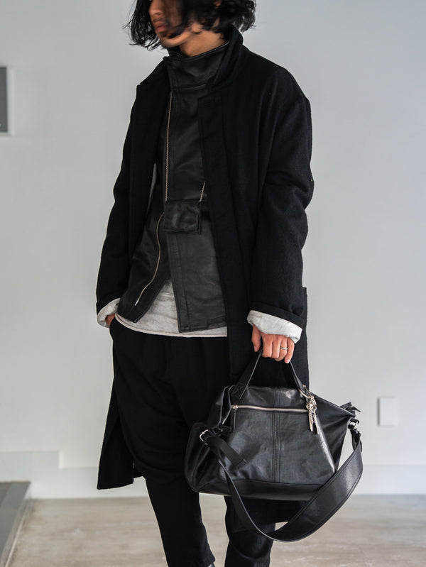 Leather Front Zip Travel Bag