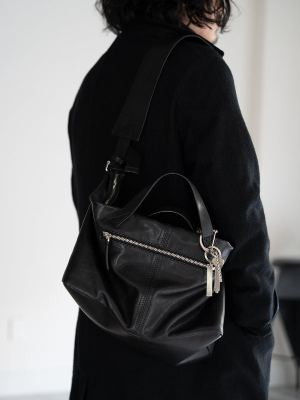 Leather Front Zip Travel Bag