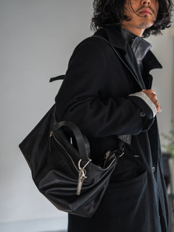 Leather Front Zip Travel Bag