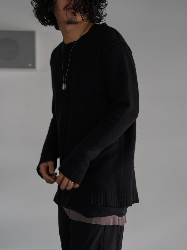 Premium Knit Layered Top【black】