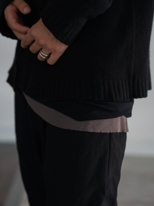 Premium Knit Layered Top【black】