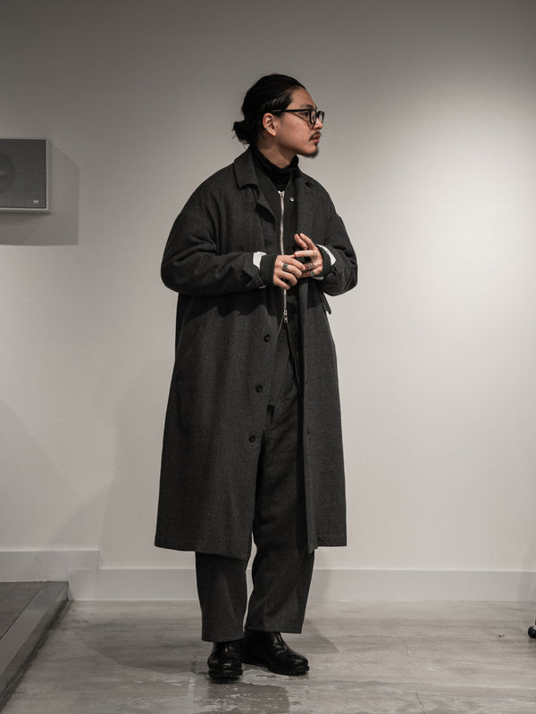 Back-Vent Washed-Serge Overcoat [尾州ウール]【dark gray】