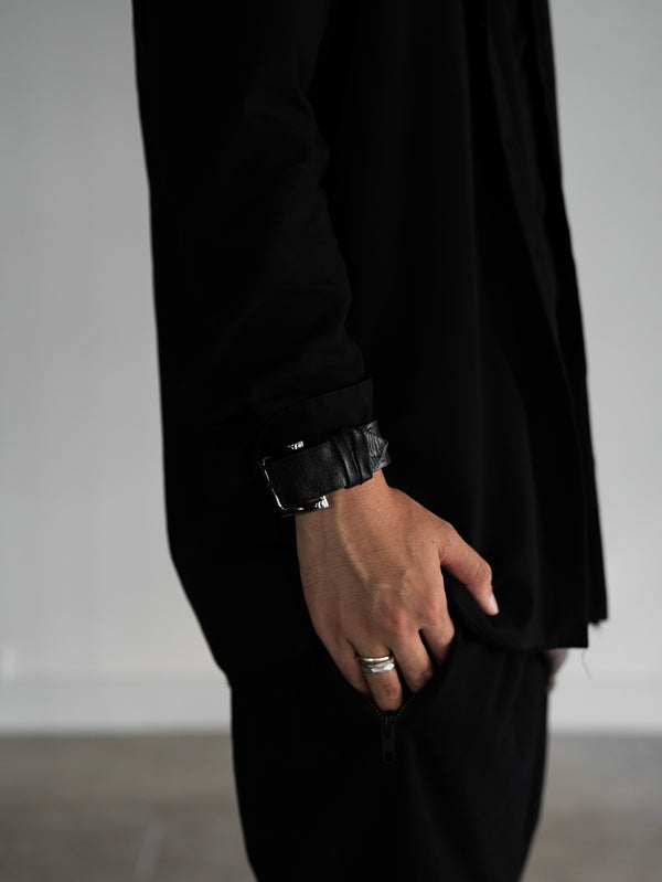 Sculpted Leather Buckle Bracelet