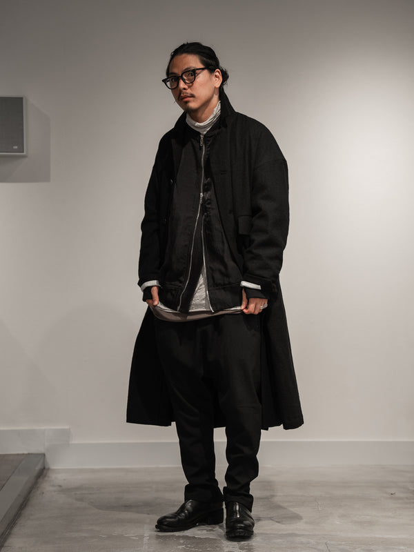 Back-Vent Washed-Serge Overcoat [尾州ウール]【black】