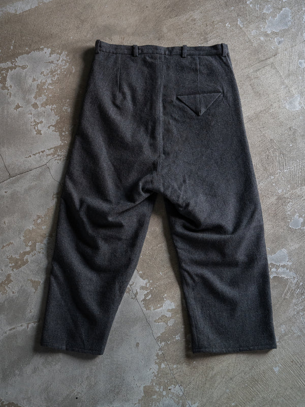 Washed Serge Sarouel Wide Pants【dark gray】