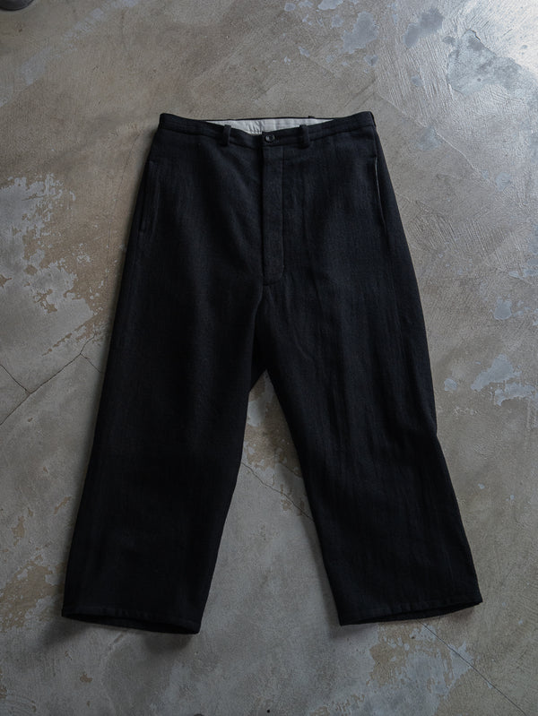 Washed Serge Sarouel Wide Pants【black】