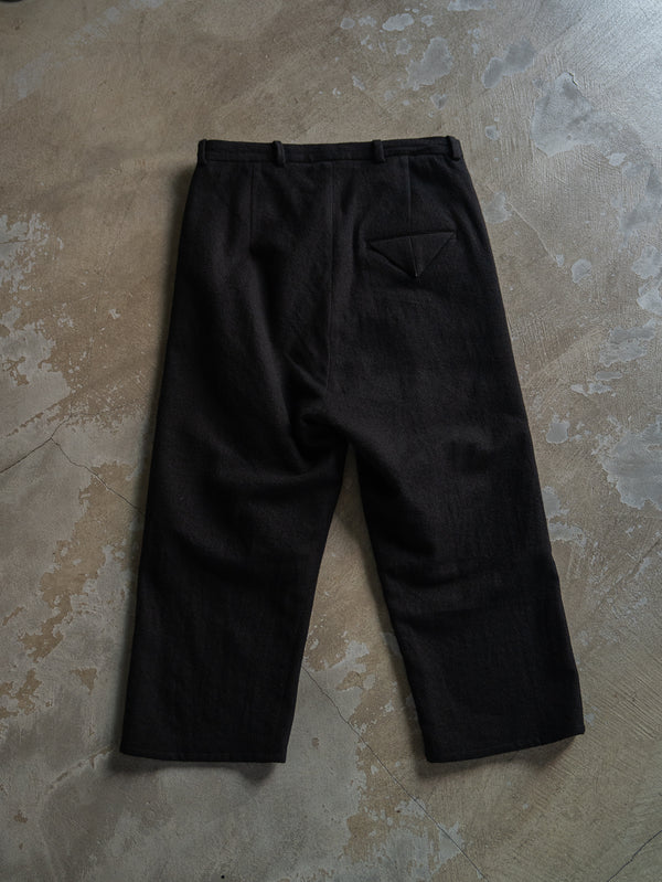 Washed Serge Sarouel Wide Pants【black】