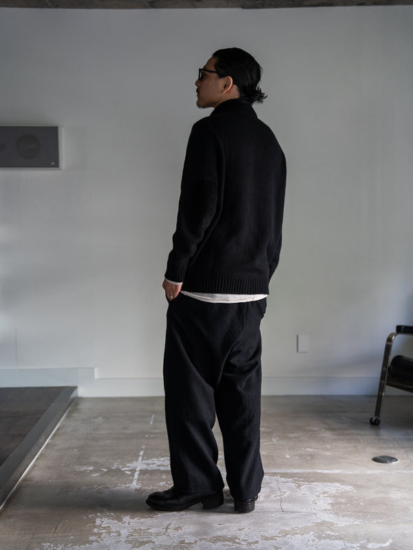 Washed Serge Sarouel Wide Pants【black】