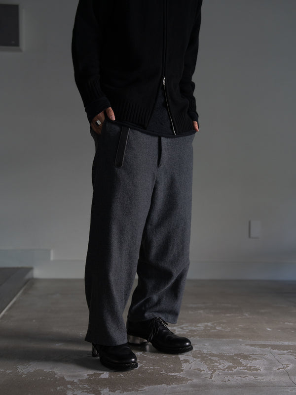 Washed Serge Sarouel Wide Pants【dark gray】