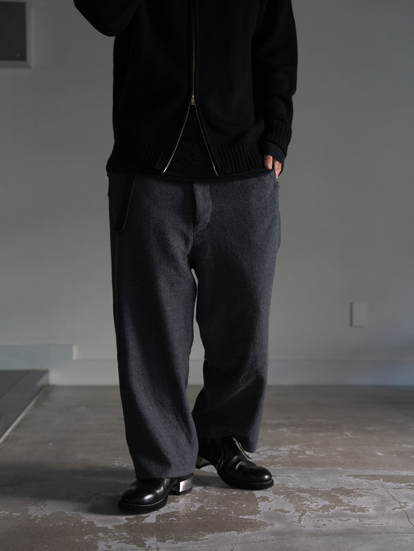Washed Serge Sarouel Wide Pants【dark gray】