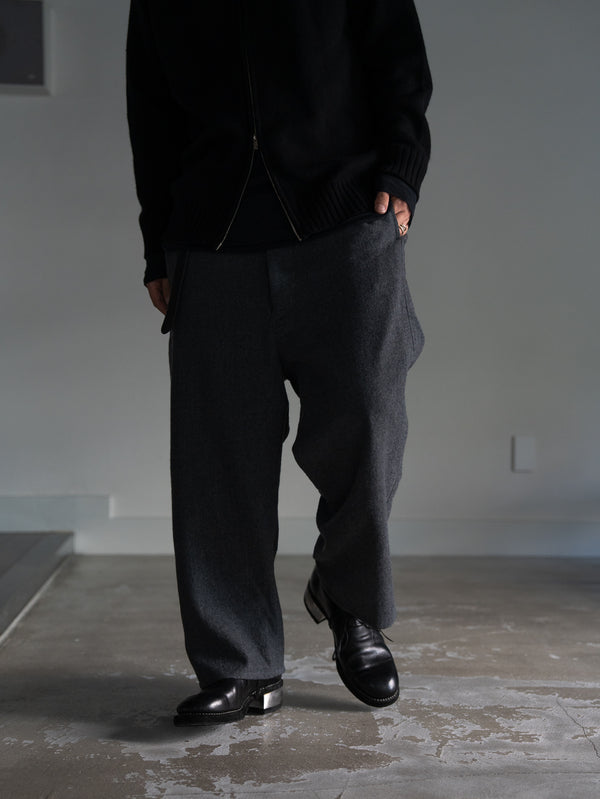 Washed Serge Sarouel Wide Pants【dark gray】