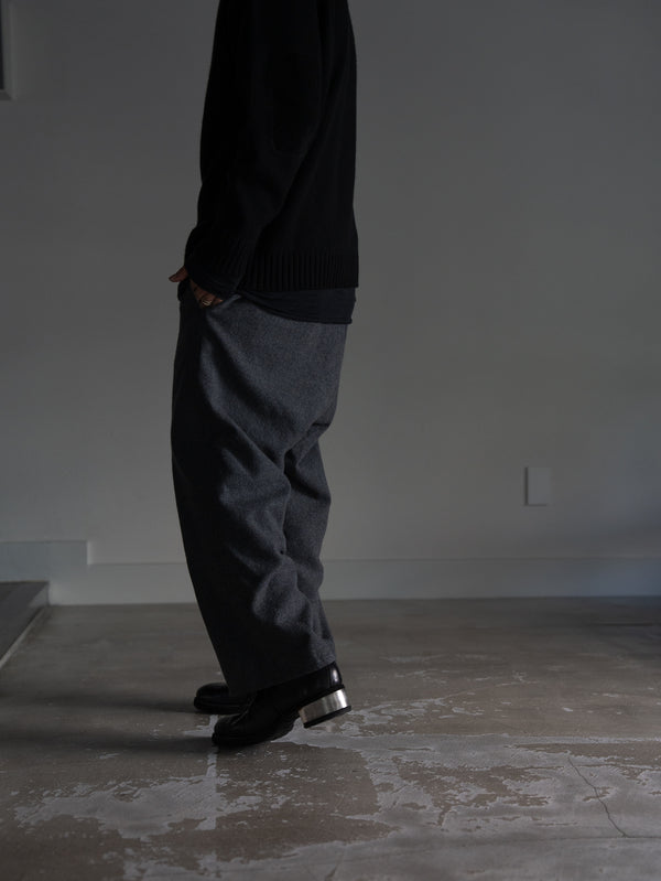 Washed Serge Sarouel Wide Pants【dark gray】