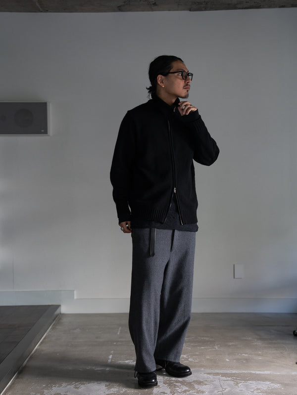 Washed Serge Sarouel Wide Pants【dark gray】