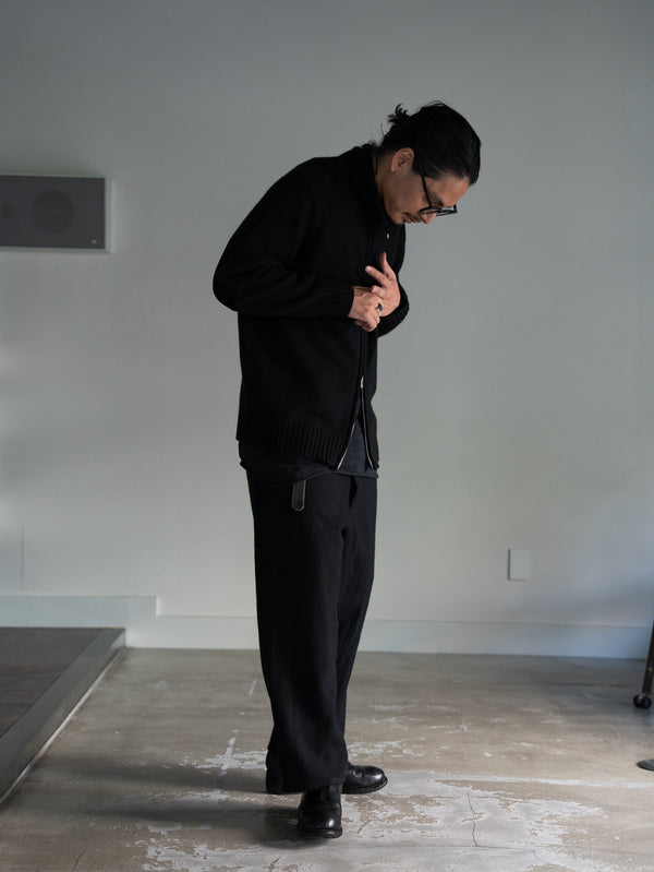 Washed Serge Sarouel Wide Pants【black】