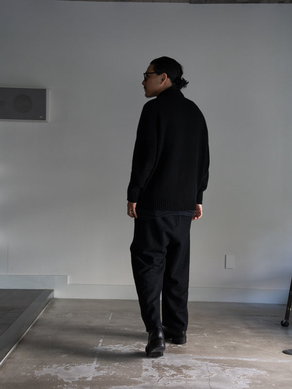 Washed Serge Sarouel Wide Pants【black】