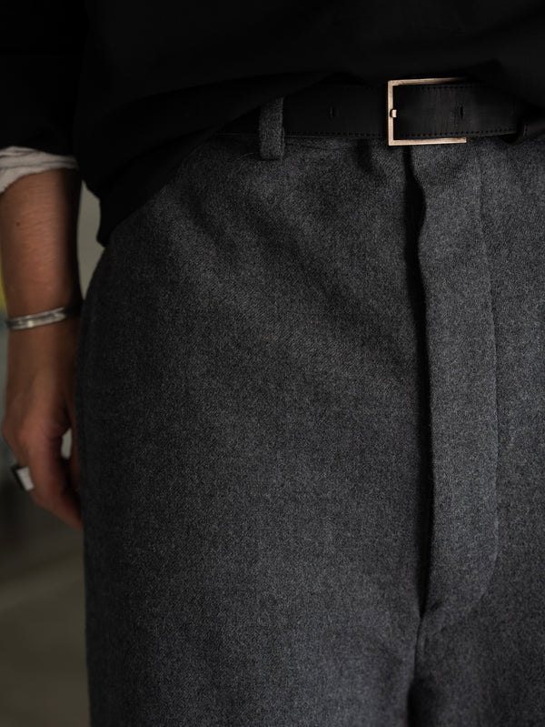 Washed Serge Sarouel Wide Pants【dark gray】