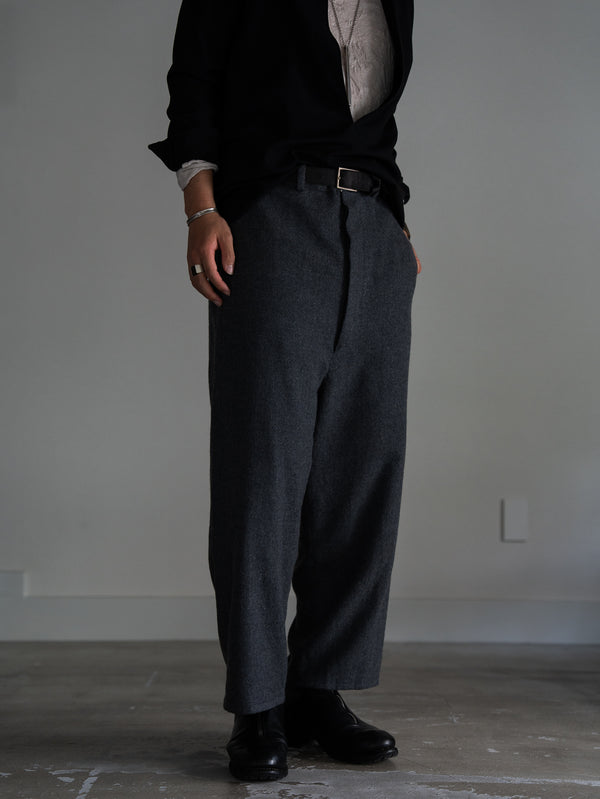 Washed Serge Sarouel Wide Pants【dark gray】