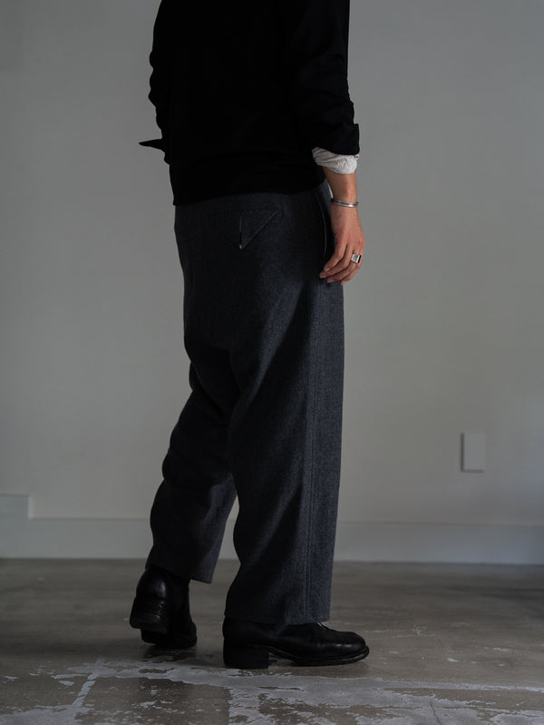 Washed Serge Sarouel Wide Pants【dark gray】